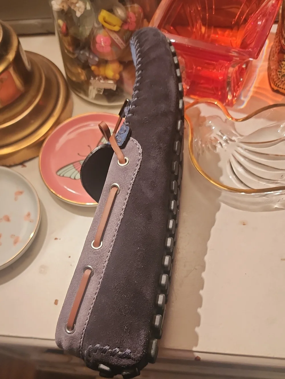 Louis Vuitton Leather Suede Blue Loafers 11